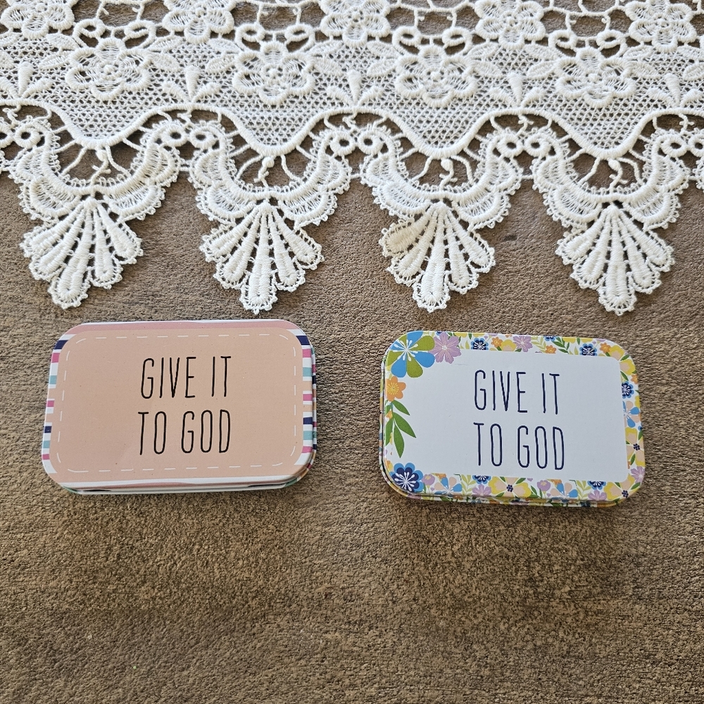 Give It to God Prayer Box Tin Containers Set